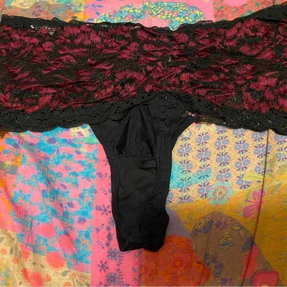 Cacique Black and Red Lace Wide Side Thing 18/20 Panties - Picture 5 of 5